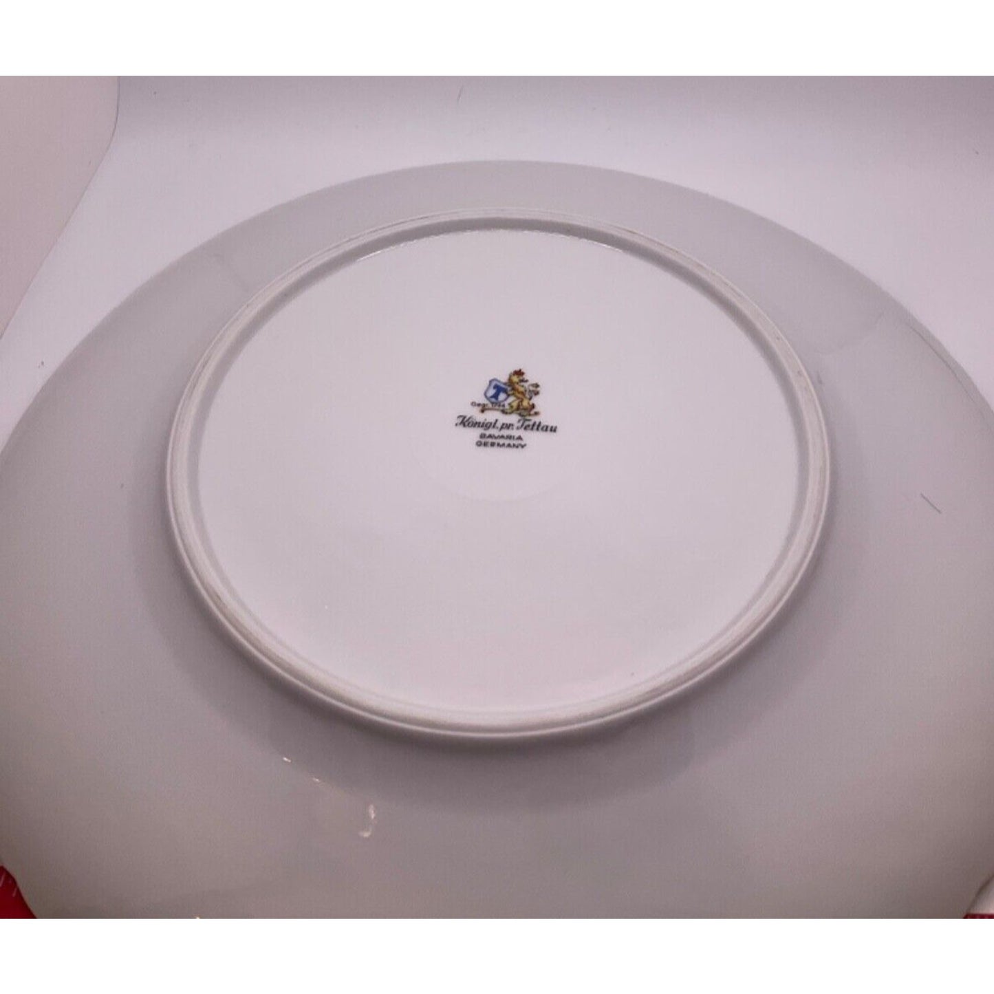 Vintage 10-Inch Königl. pr. Tettau Bavaria Plates Grey Floral Gold Trim Konigl