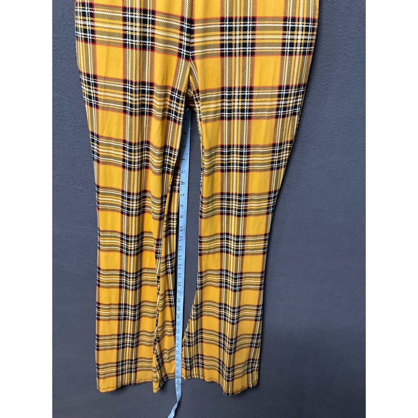 Polly & Esther Yellow Plaid Jumper Women's Sleeveless Vintage-Inspired Size L