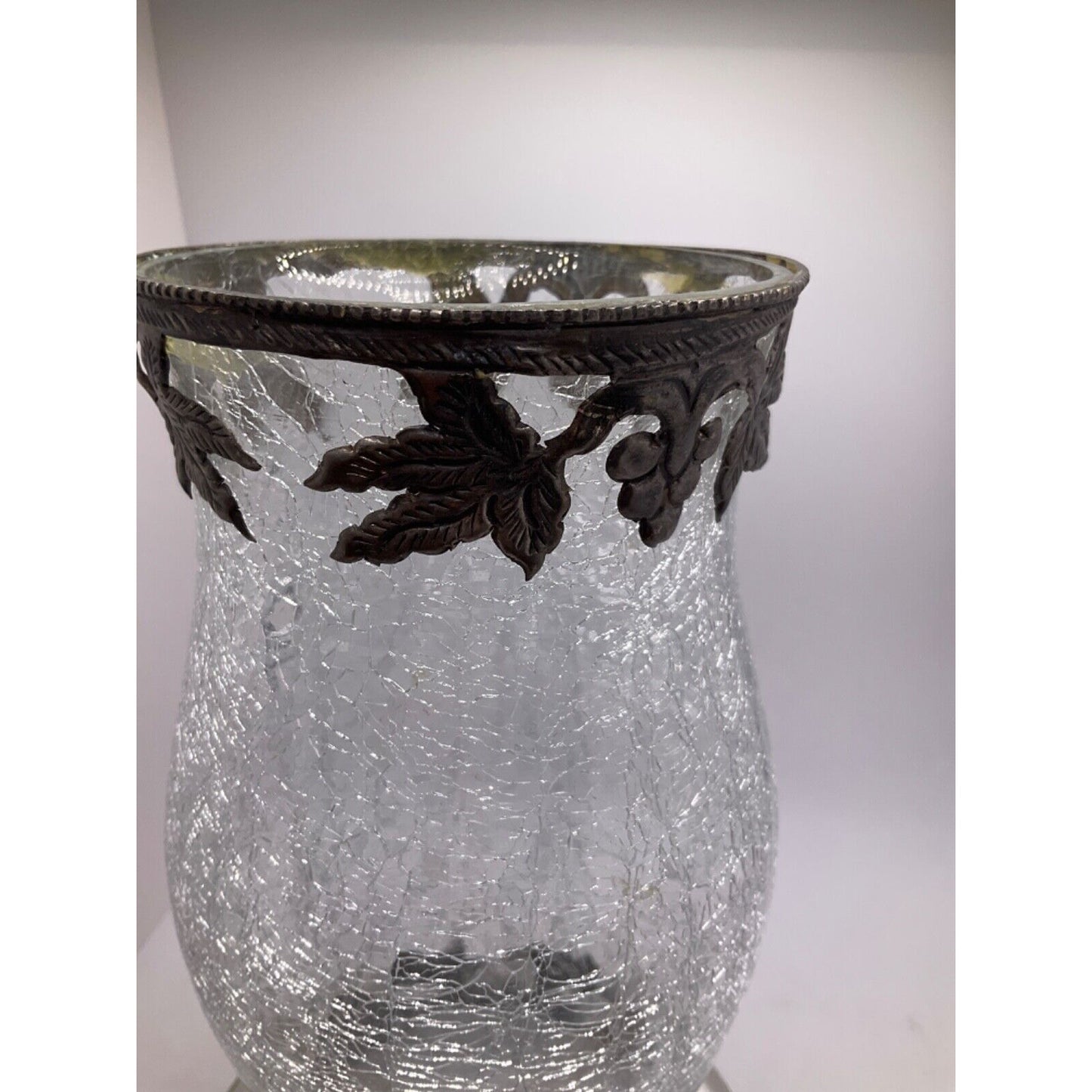 Vintage Crackled Globe Cover and Candle Plate - 9 Inches Tall, Dual Open Ends