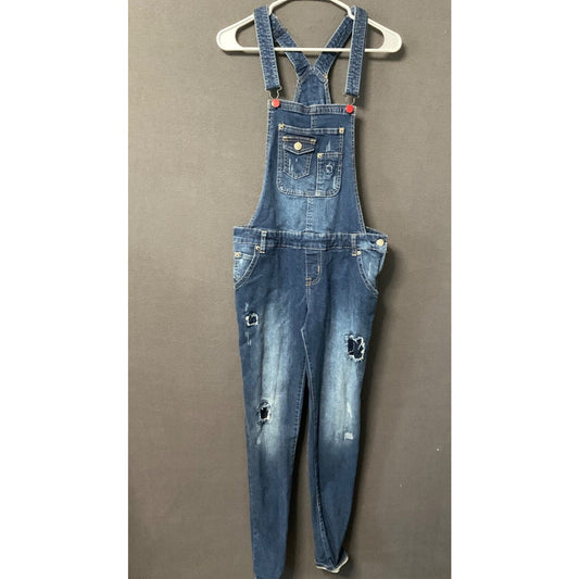 Rue 21 Distressed Denim Overalls Juniors 7/8 Skinny Jeans Bib Retro Chore