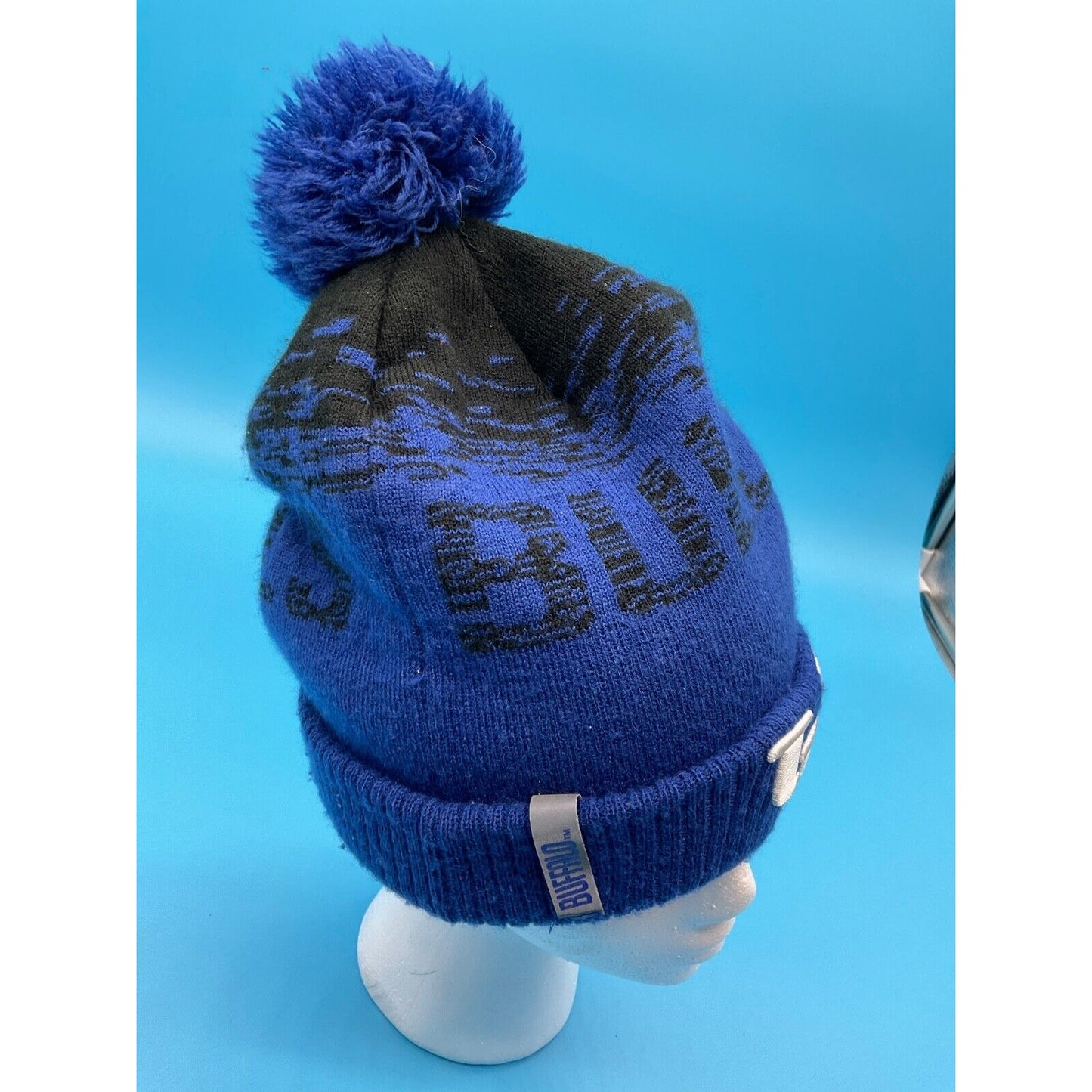 Buffalo Bills Knit Beanie by New Era NFL Blue with Pom and Fleece Lining