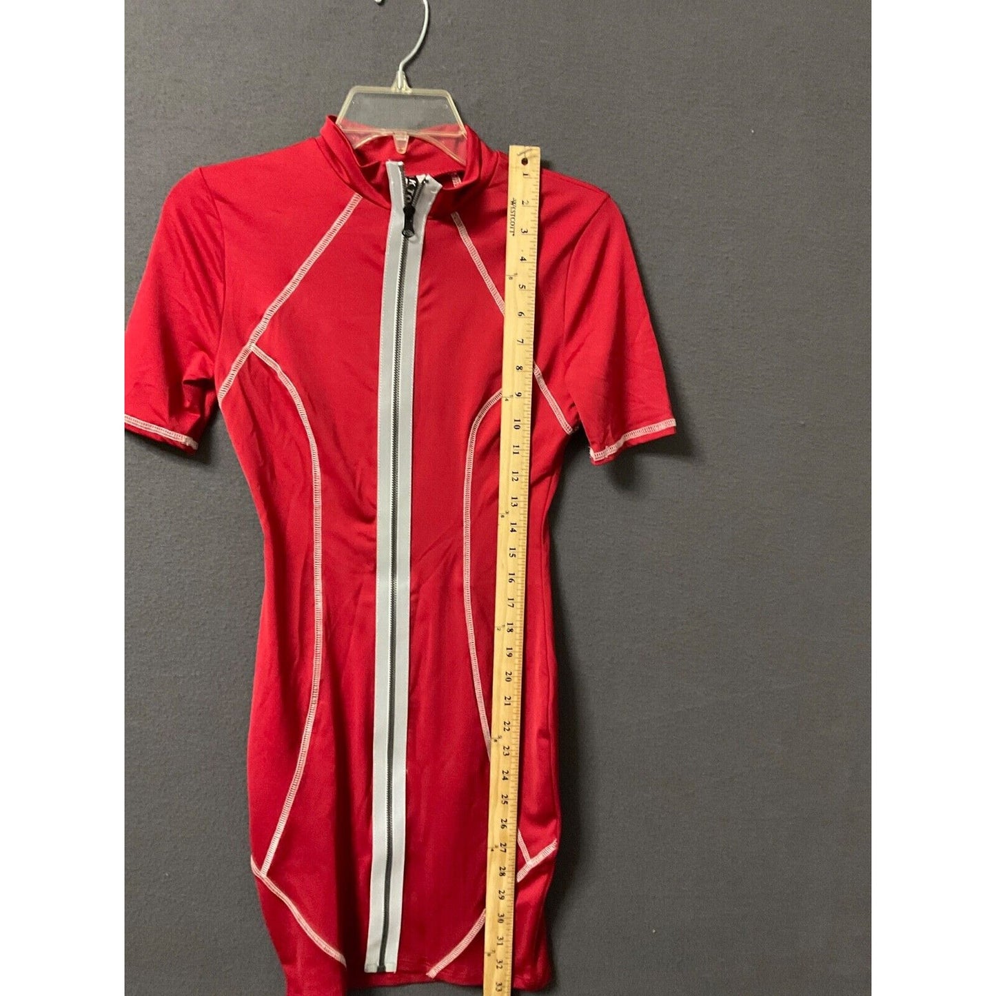 K Too Reflective Red Bodycon Mini Dress Size S Cut #5198 Style ND6447