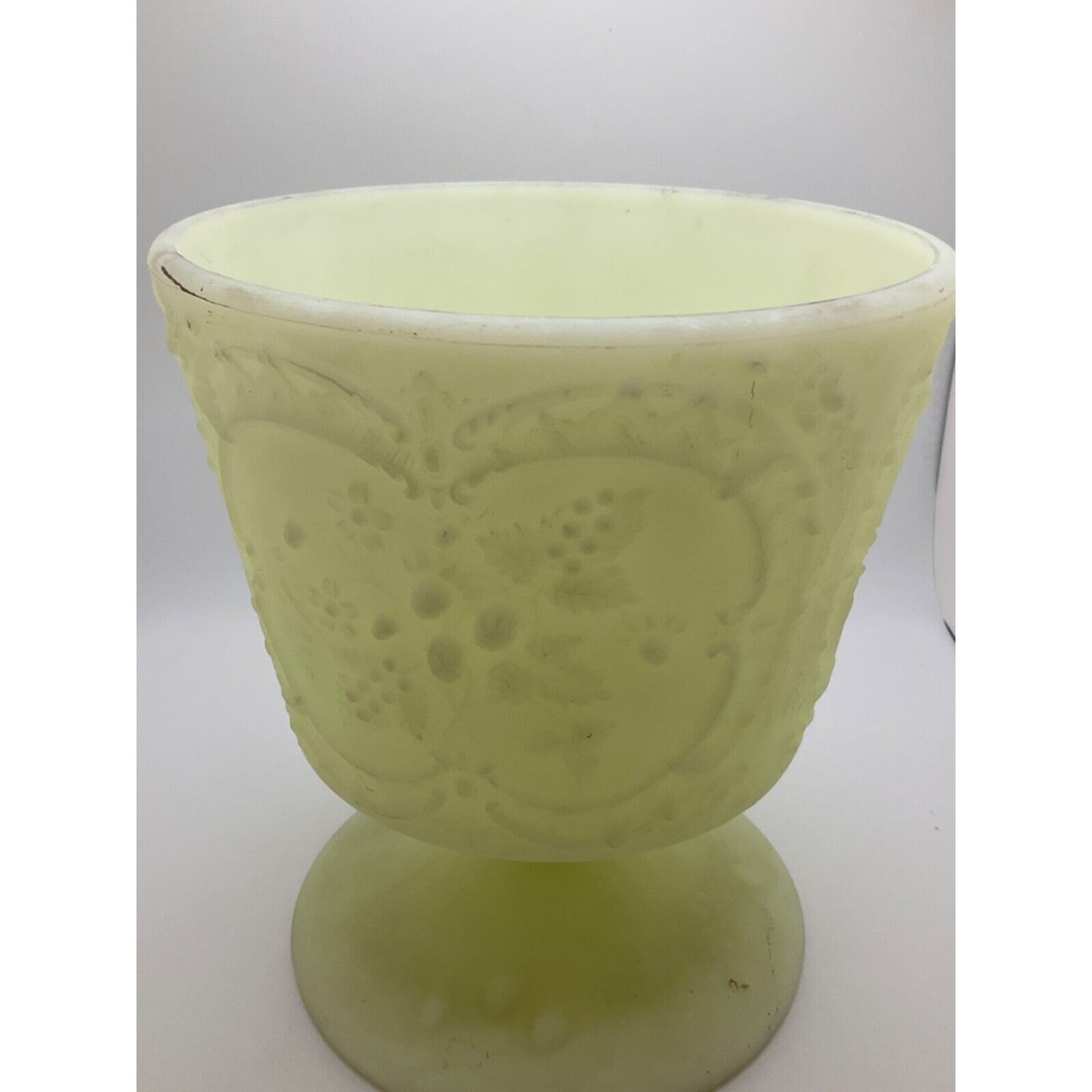 1970s Vintage Fenton Milk Glass Candy Dish - 7" Tall, Footed, flaws, see images