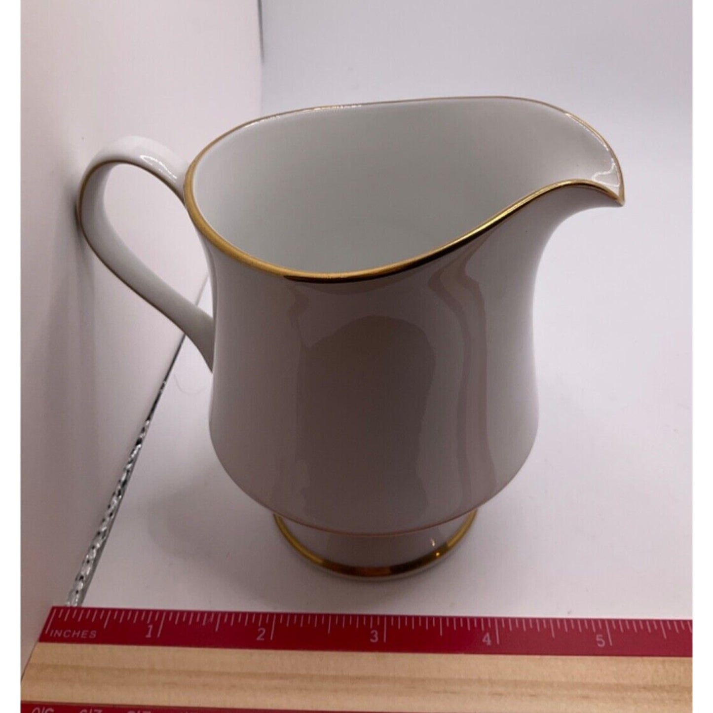 Vintage Sango China Savory 3724 Cream Pitcher 4", Made in Japan Gold Trim RETRO