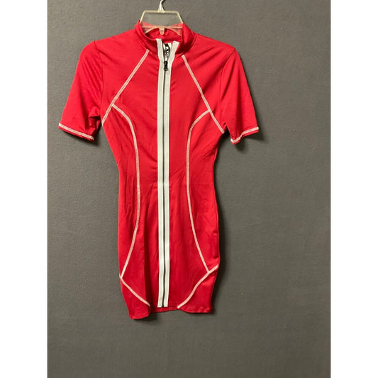 K Too Reflective Red Bodycon Mini Dress Size S Cut #5198 Style ND6447