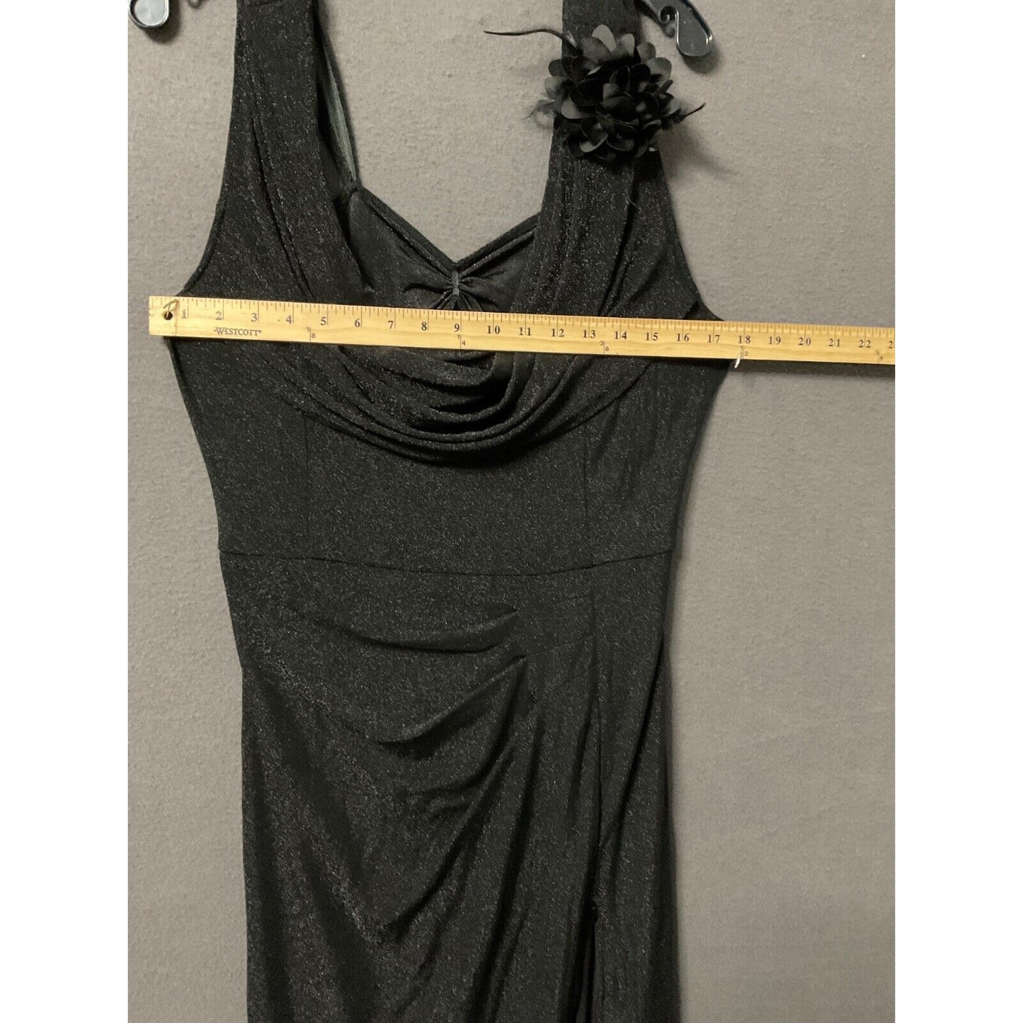 Vshow 2XL Sparkle Black Formal Maxi Dress Long Gown Floral Sleeve - NWT