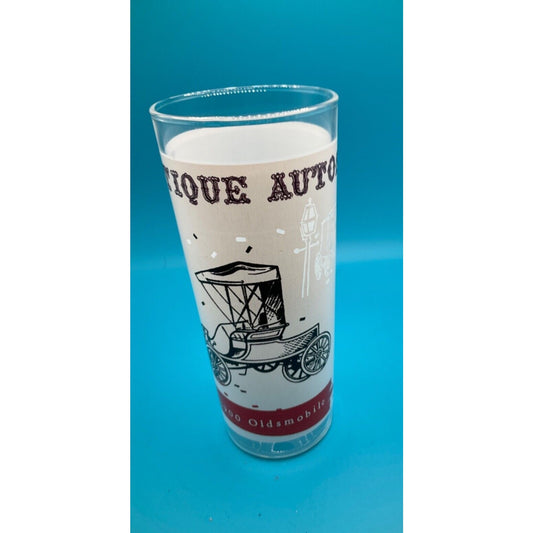 Vintage Glass Car Barware 6.5" Highball Glass 1900 Oldsmobile Antique Auto Retro