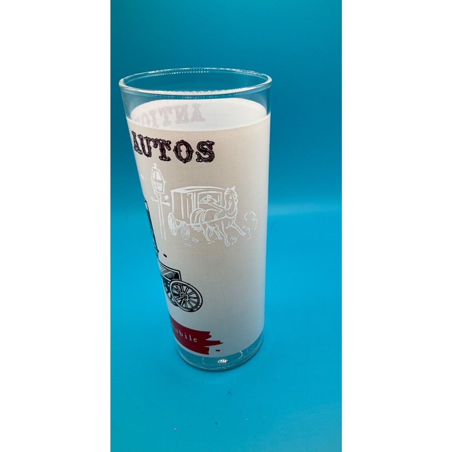 Vintage Glass Car Barware 6.5" Highball Glass 1900 Oldsmobile Antique Auto Retro