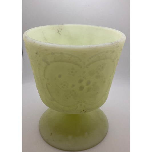 1970s Vintage Fenton Milk Glass Candy Dish - 7" Tall, Footed, flaws, see images