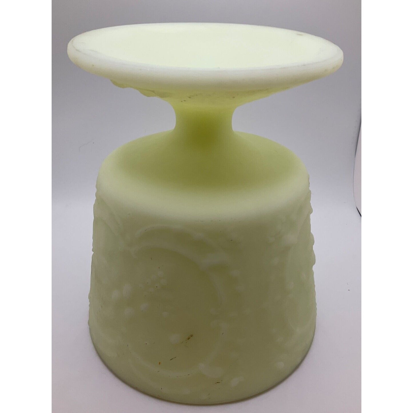 1970s Vintage Fenton Milk Glass Candy Dish - 7" Tall, Footed, flaws, see images