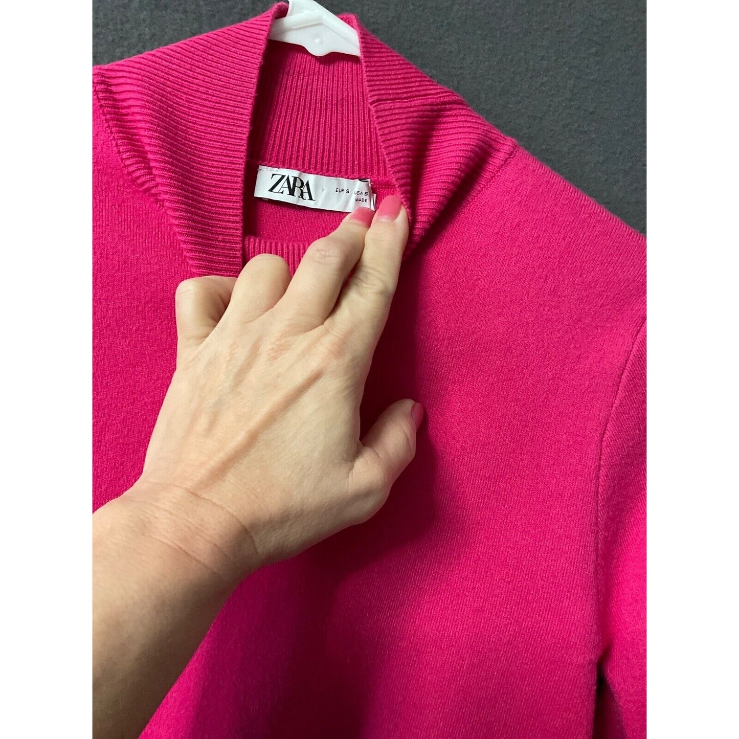 Zara Pink Mock Neck Sweater Dress with Bow Sleeves Women's Small