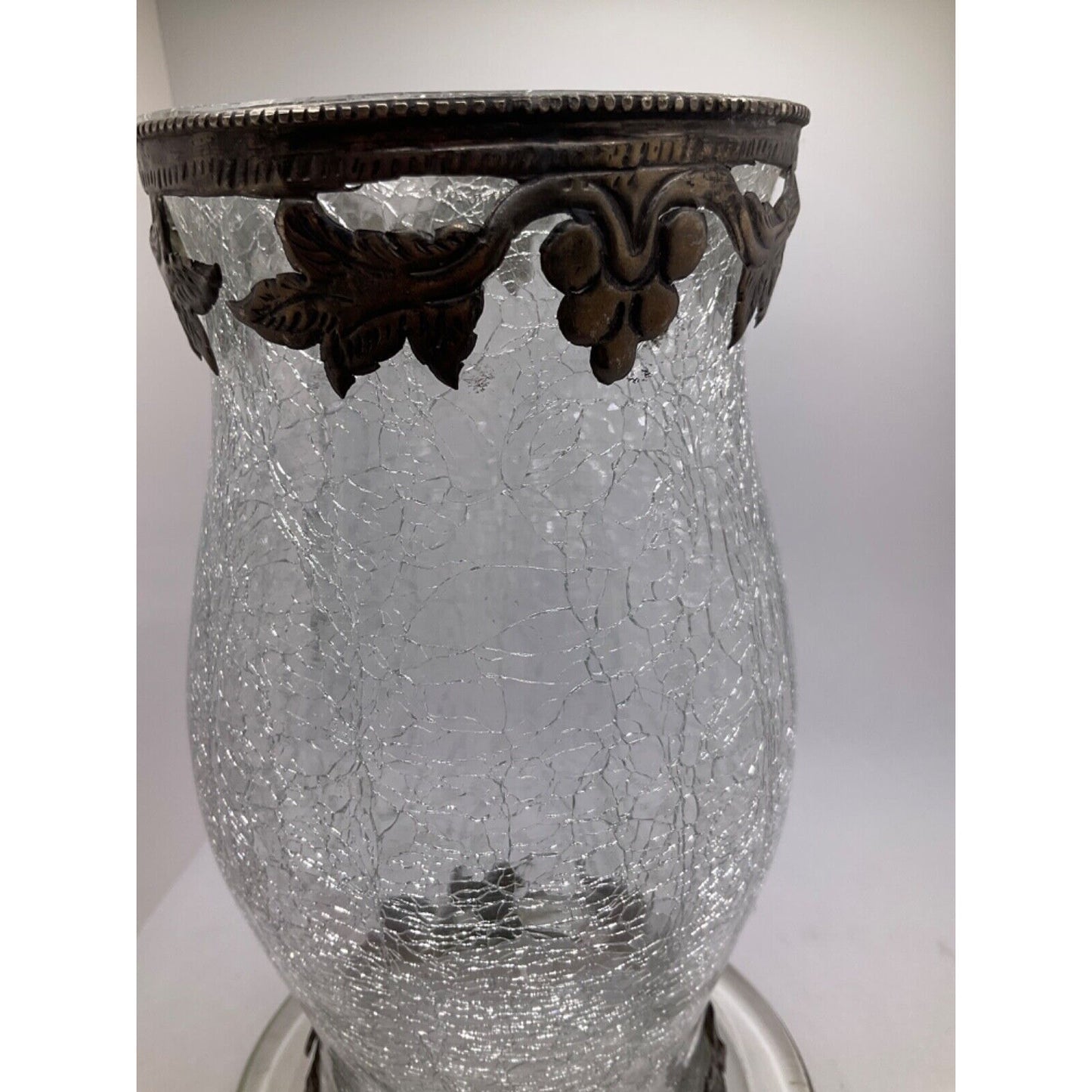 Vintage Crackled Globe Cover and Candle Plate - 9 Inches Tall, Dual Open Ends