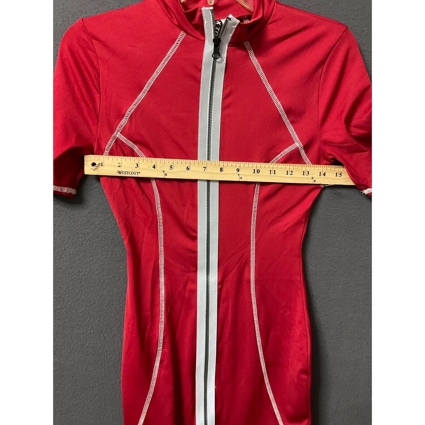 K Too Reflective Red Bodycon Mini Dress Size S Cut #5198 Style ND6447