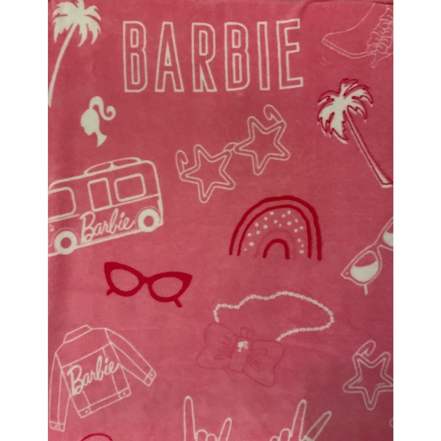 Barbie Mattel Kids Girl's 46'' x 60'' Soft Plush Retro Fleece Throw Blanket