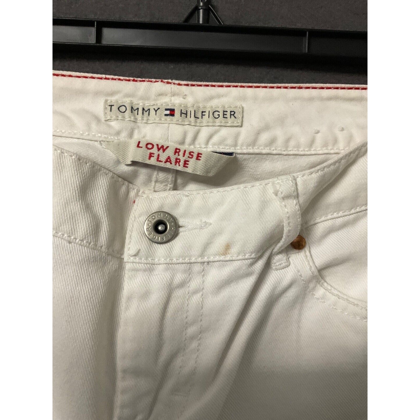 Tommy Hilfiger White Flare Jeans Low Rise Women's Size 4 Distressed VTG
