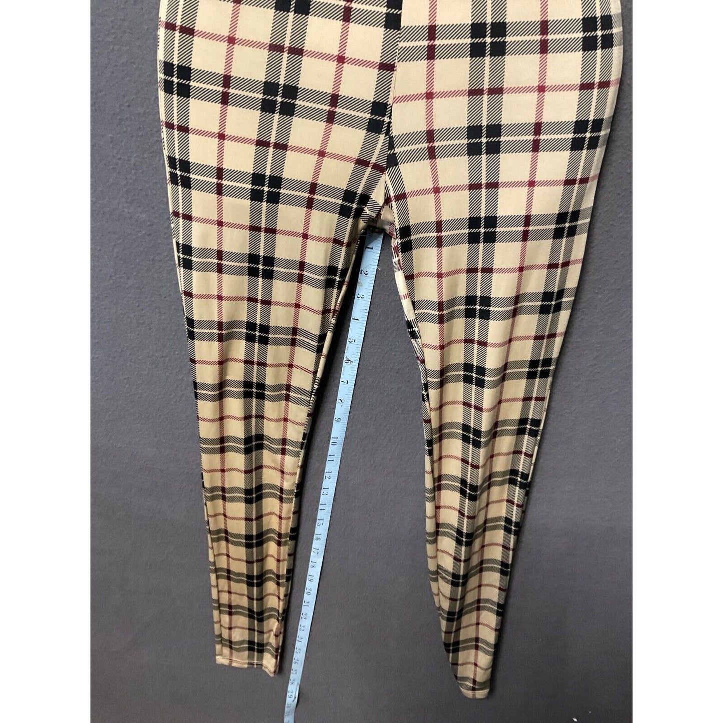 Plaid Sleeveless Jumpsuit Women’s Beige & Black, S/XS, Ties in Back, Soft Fab