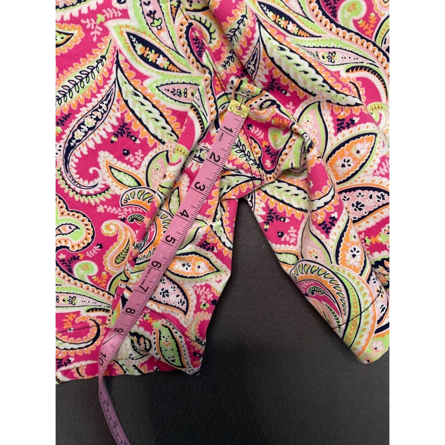 Kim Rogers Women’s Shorts 14 Paisley Print Pink Green Cotton Blend Preppy