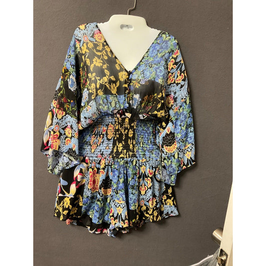 Zara Women's Colorful Floral Jumper S Cottagecore Preppy Chic Party Summer