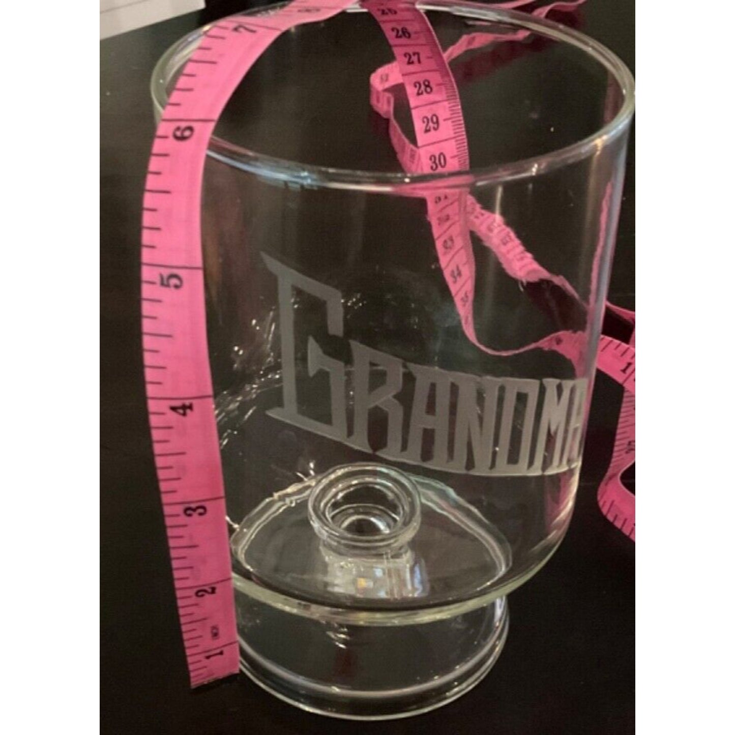 Vintage Etched Glass Tumbler with "Grandma" Design 6" Tall Collectible Barware
