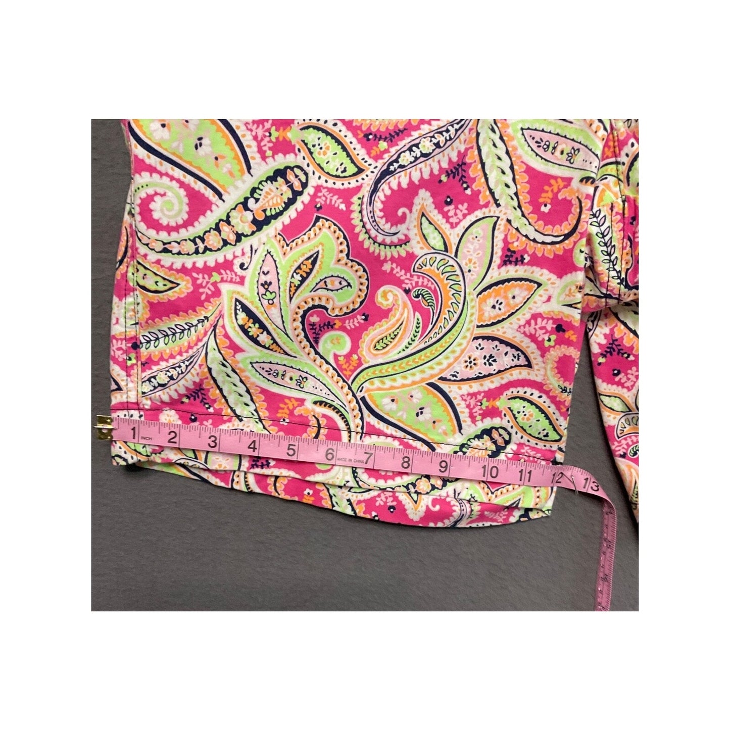 Kim Rogers Women’s Shorts 14 Paisley Print Pink Green Cotton Blend Preppy