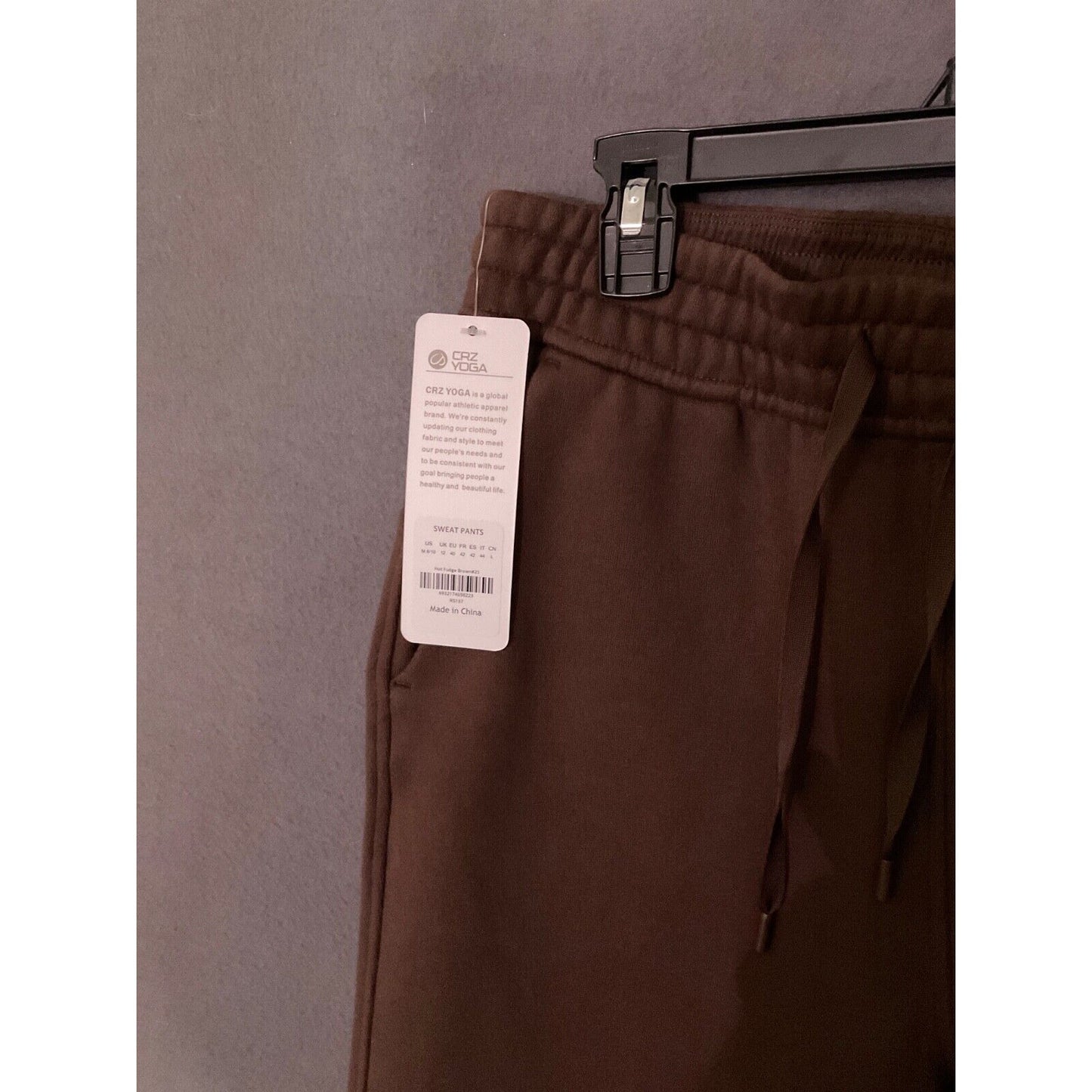 CRZ Yoga Fleece Lined Sweatpants Women Hot Fudge Brown Medium Tall w/Pockets