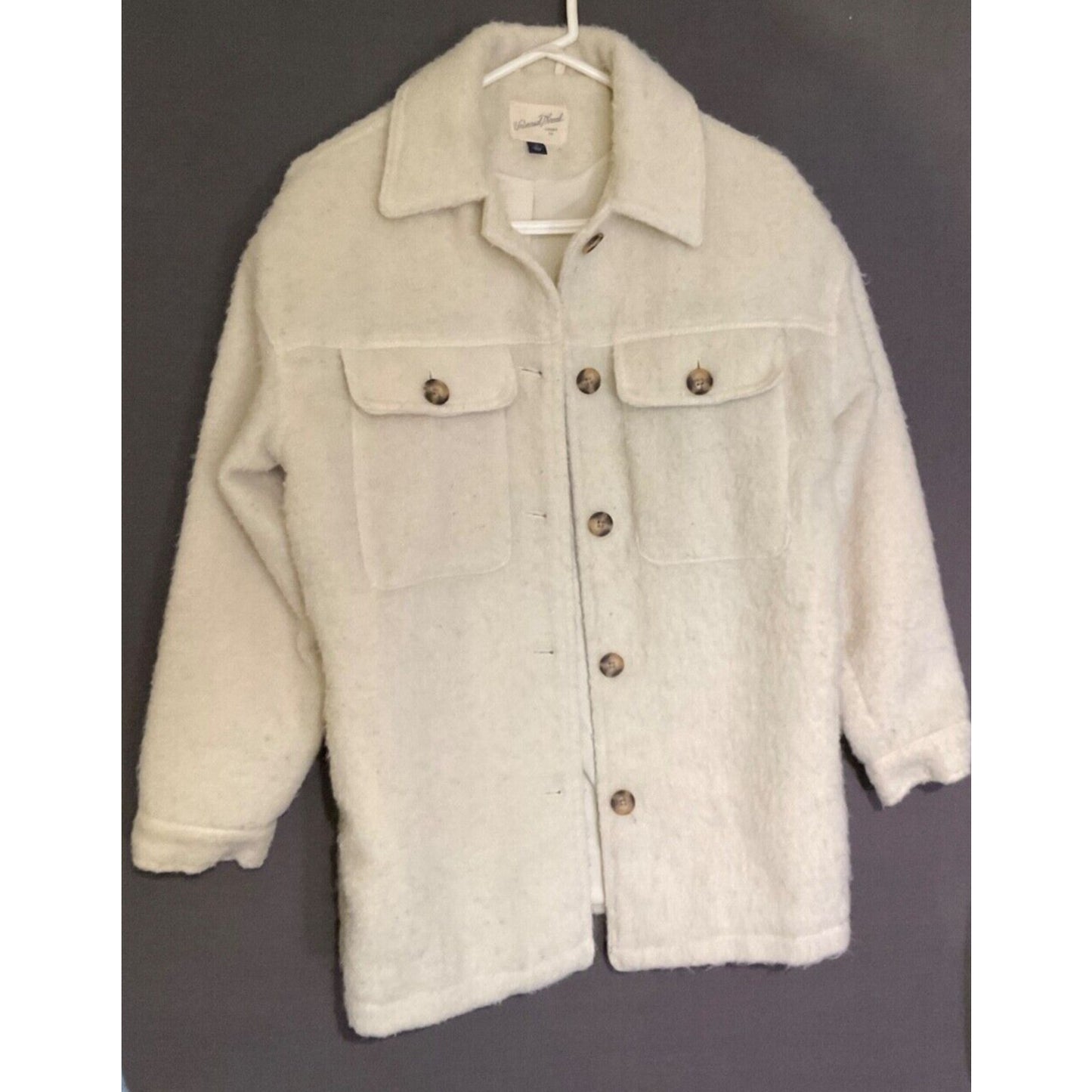 Universal Thread Women's Cream Color Wool Blend Shacket Small Button Front Retro