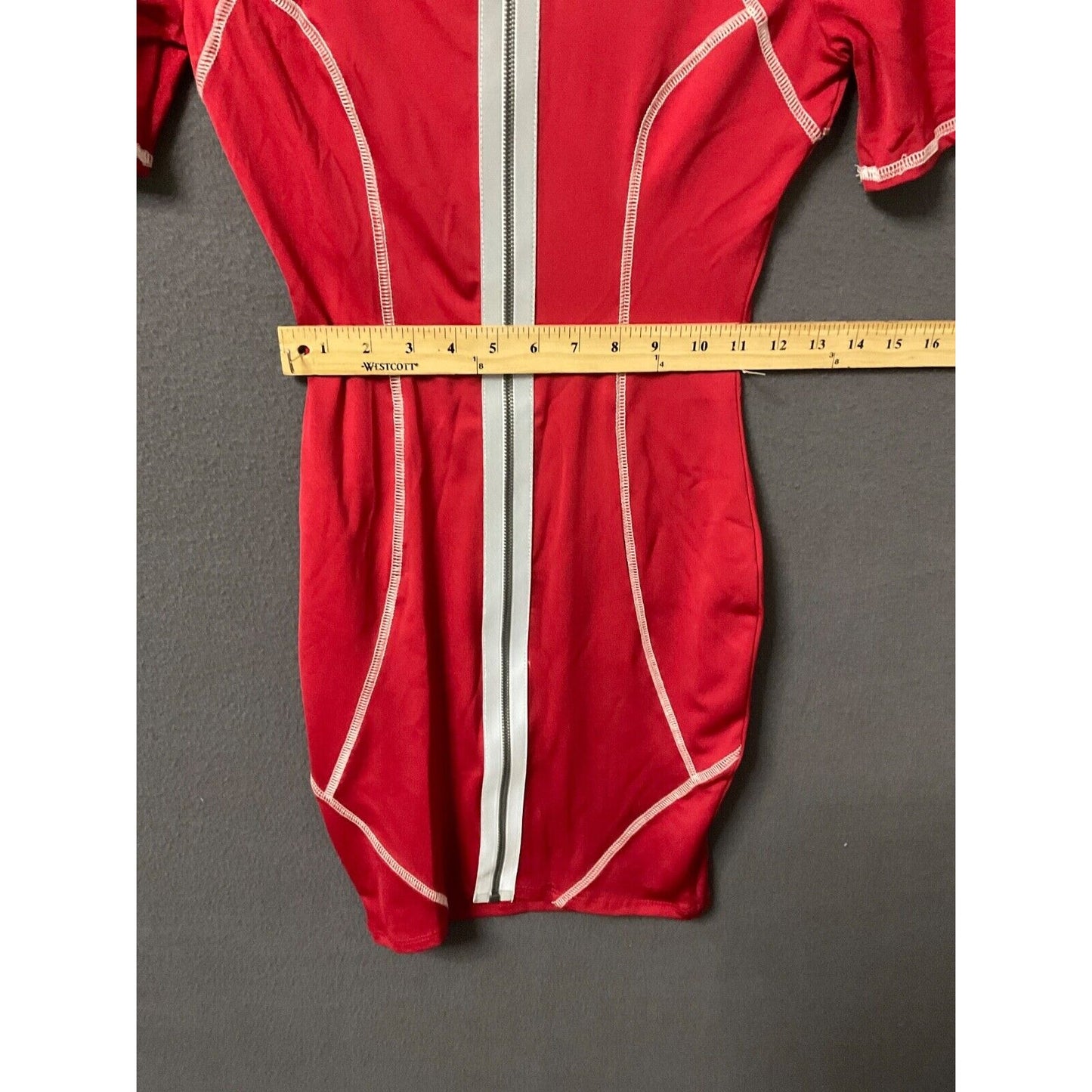 K Too Reflective Red Bodycon Mini Dress Size S Cut #5198 Style ND6447