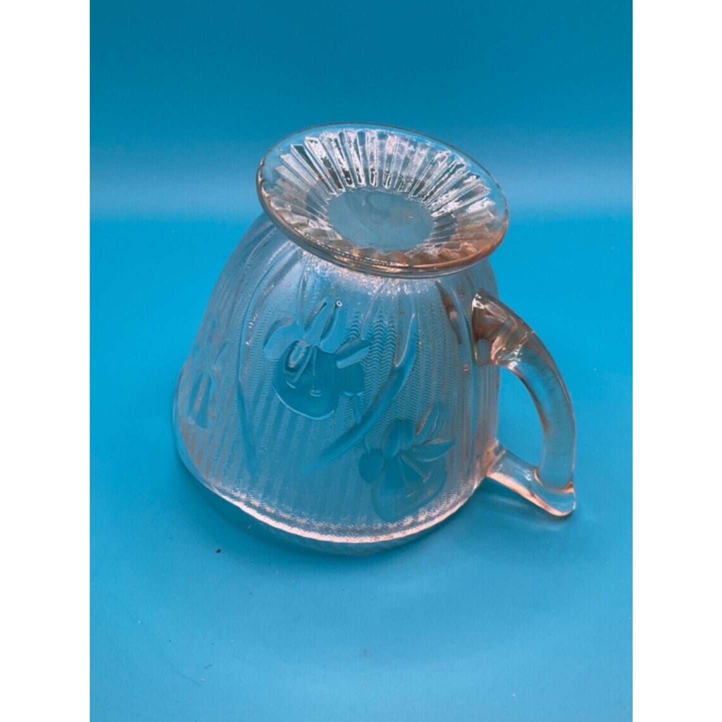 VTG Light Rose Tint Creamer Glass 3" Tall, 4" Wide Opening Grandma Core Holiday