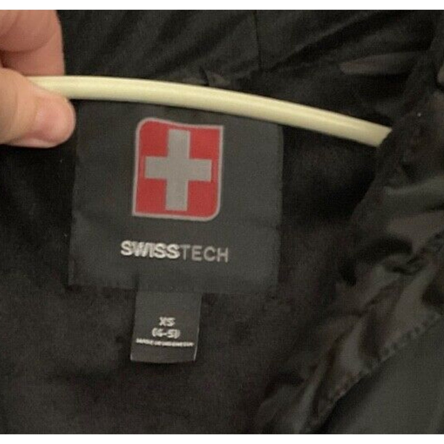 Swiss Tech Kids Black Puffer Jacket XS 4-5 Warm Fleece Lined Hooded Winter Coat