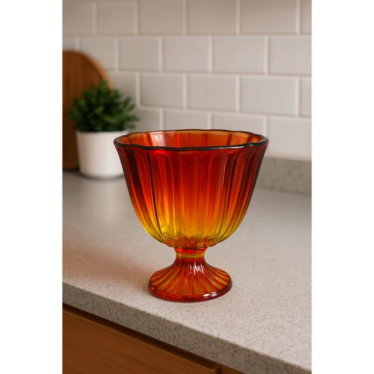 Vintage LE Smith Glass Bowl Hot Orange 60s Retro Heavy GLASS Dish