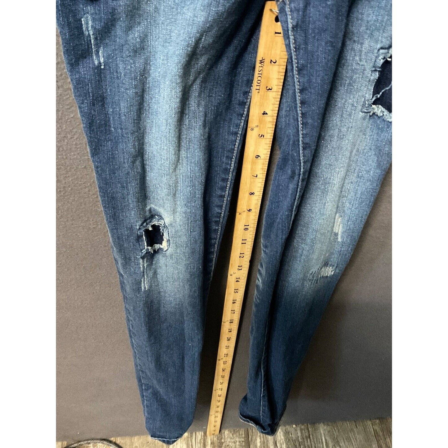 Rue 21 Distressed Denim Overalls Juniors 7/8 Skinny Jeans Bib Retro Chore