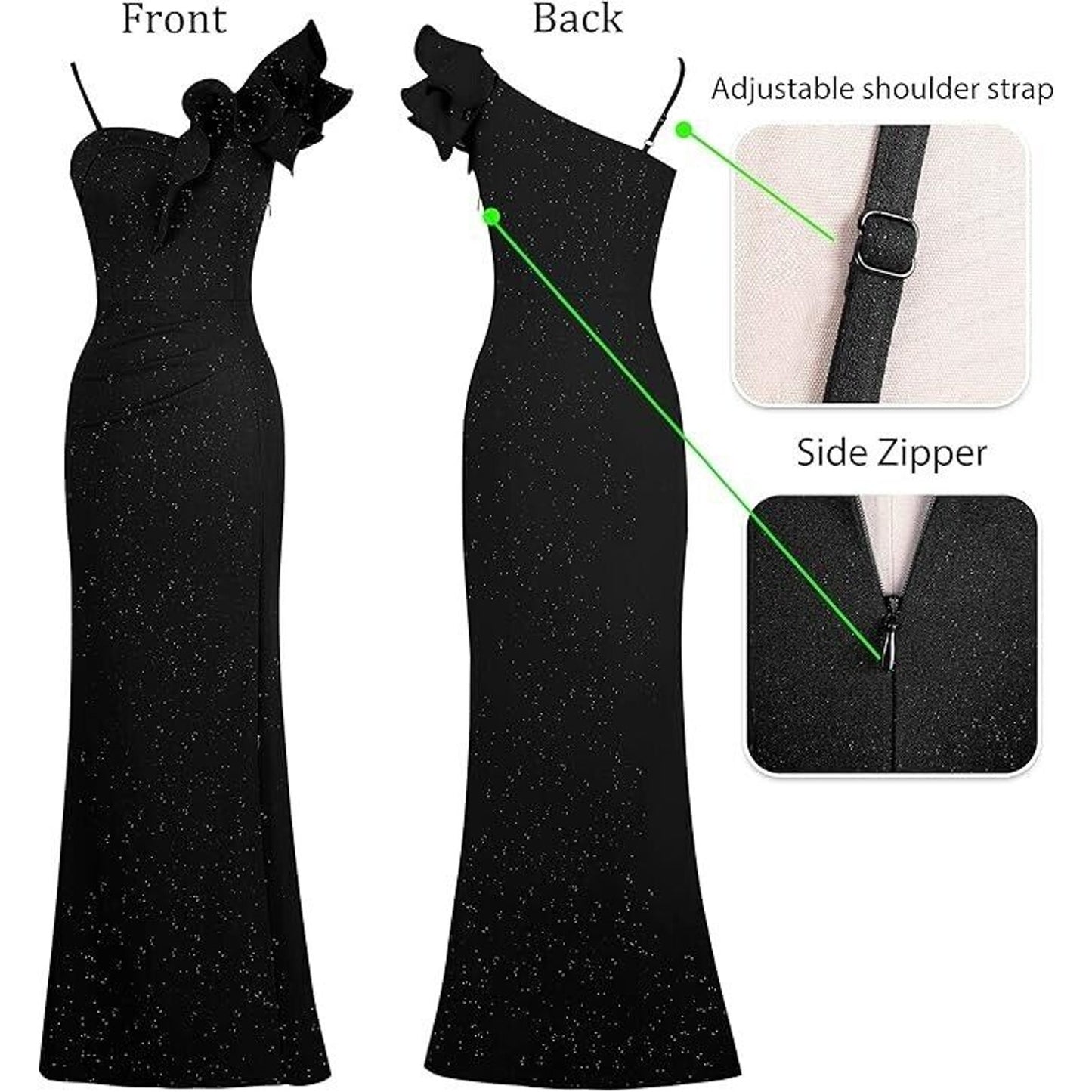 VFSHOW 3XL W Ruffle One Shoulder Strap Ruched Formal Maxi Dress Long Gown - NWT