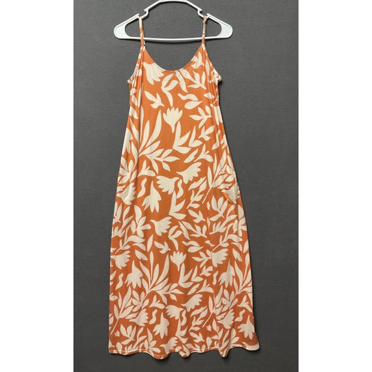 Womens Casual Dress S Boho Fairy Rust & White Adjustable Straps Pockets Fashion