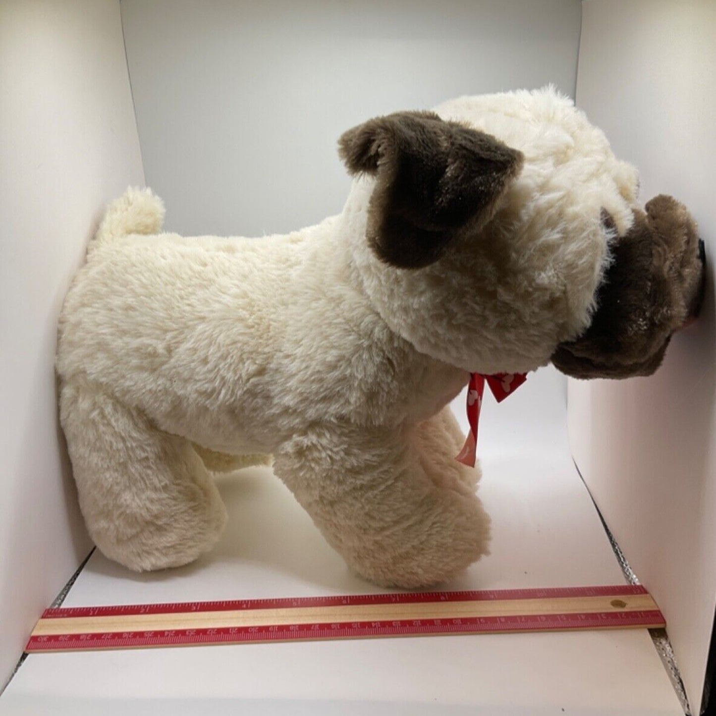 Walmart Puppy Love Pug Dog Stuffed Animal - 13" Long, Cream/Brown, With Tag