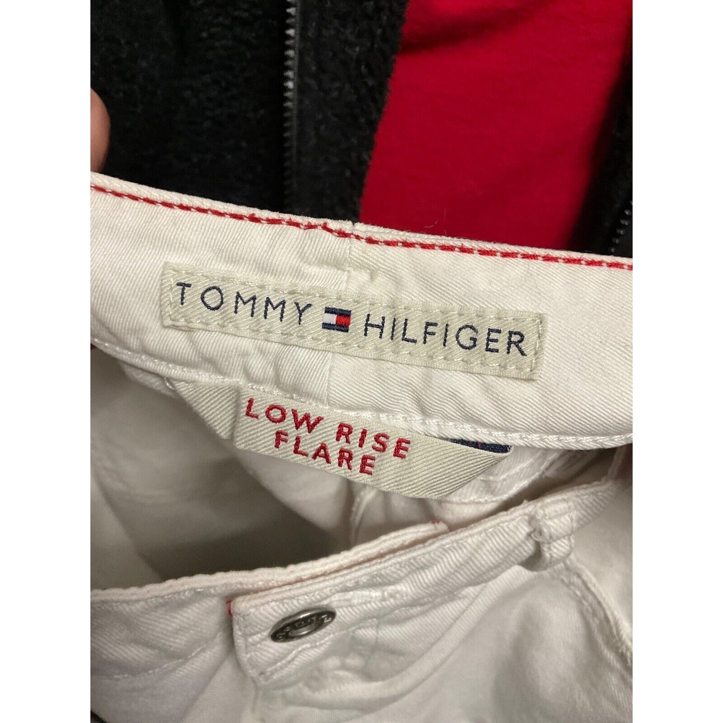Tommy Hilfiger White Flare Jeans Low Rise Women's Size 4 Distressed VTG