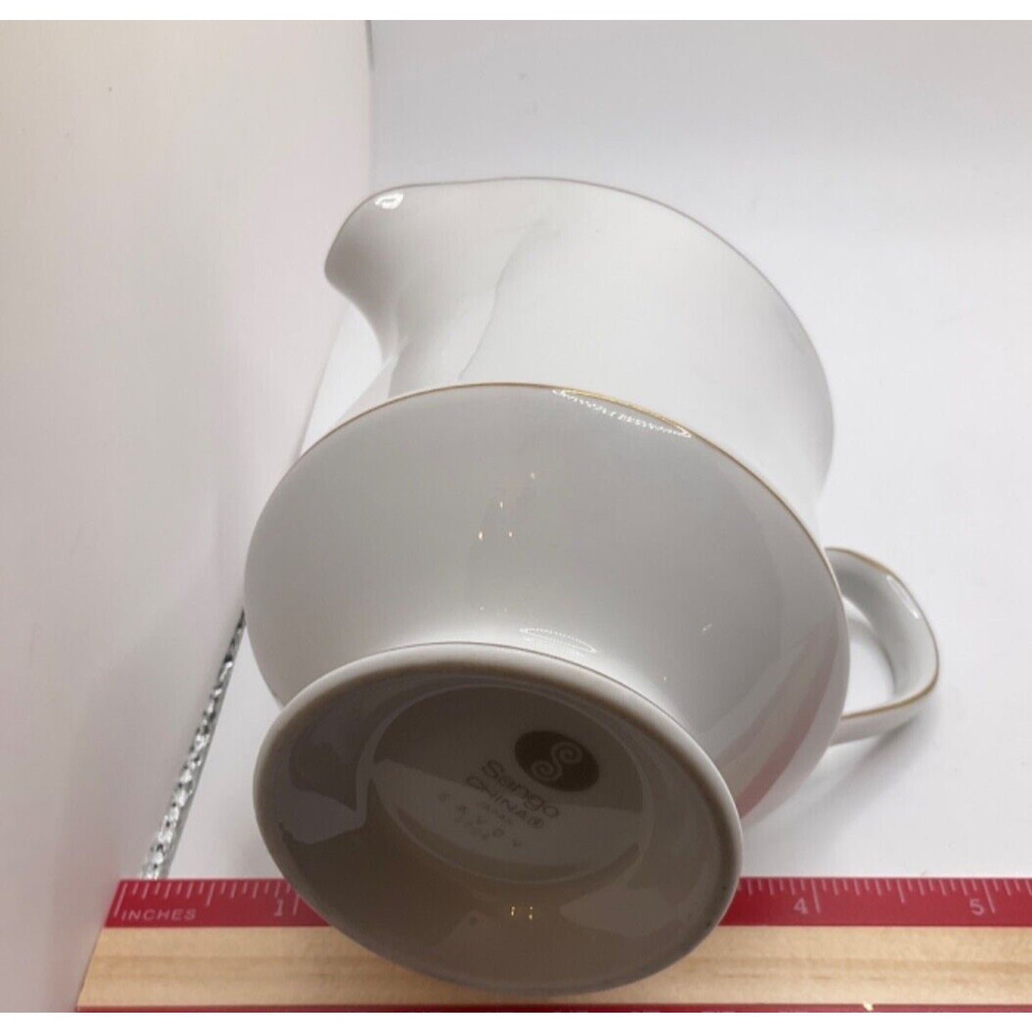 Vintage Sango China Savory 3724 Cream Pitcher 4", Made in Japan Gold Trim RETRO