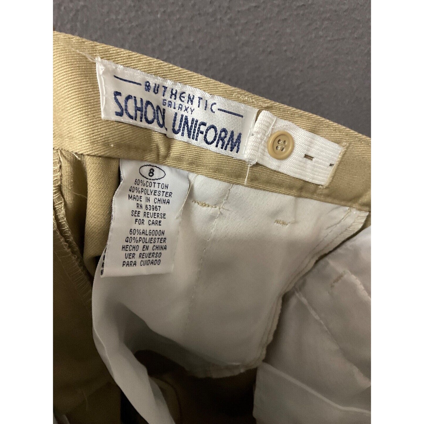 Authentic Galaxy Shorts Boys 8 Khaki Chino School Uniform Adjustable Waist NWT