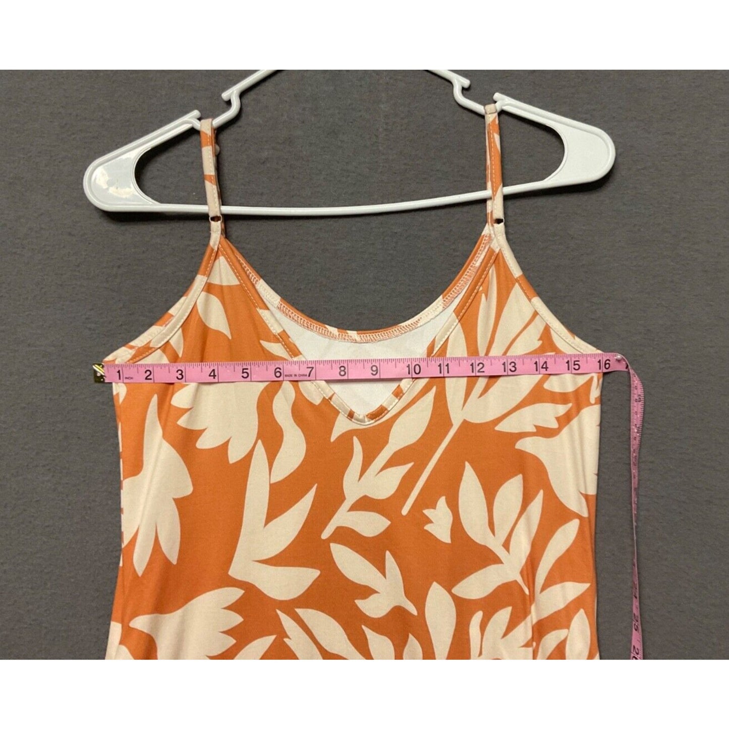 Womens Casual Dress S Boho Fairy Rust & White Adjustable Straps Pockets Fashion