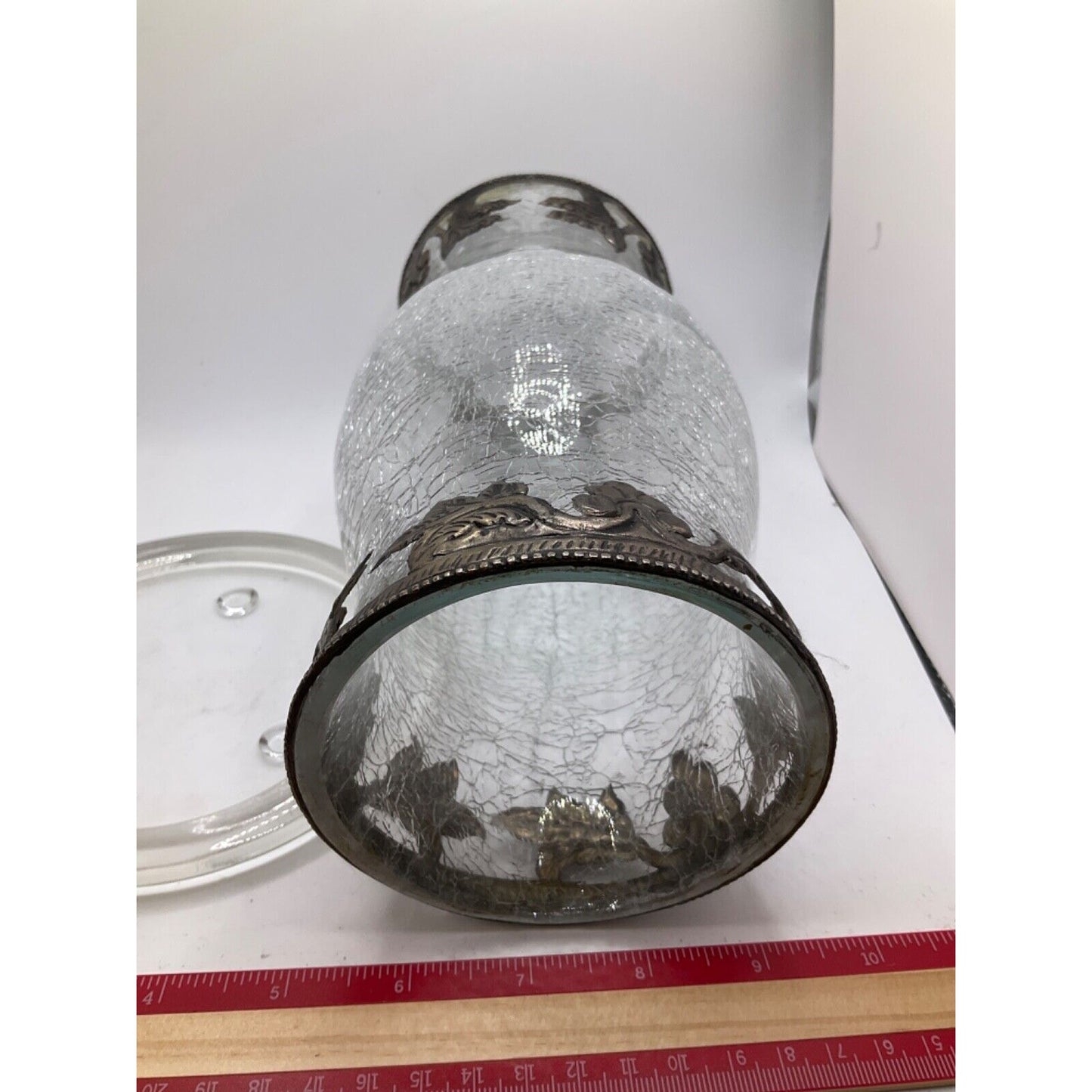 Vintage Crackled Globe Cover and Candle Plate - 9 Inches Tall, Dual Open Ends