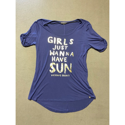 Victoria’s Secret Blue "Girls Just Wanna Have Sun" Supermodel Essentials Tee L