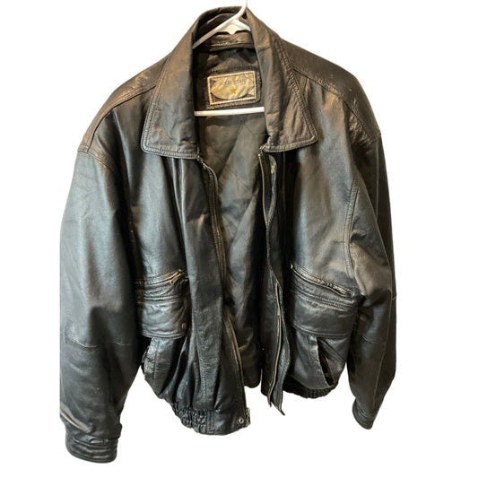 Four Star XL Men's Genuine Leather Jacket, Good Condition with Vintage Wear