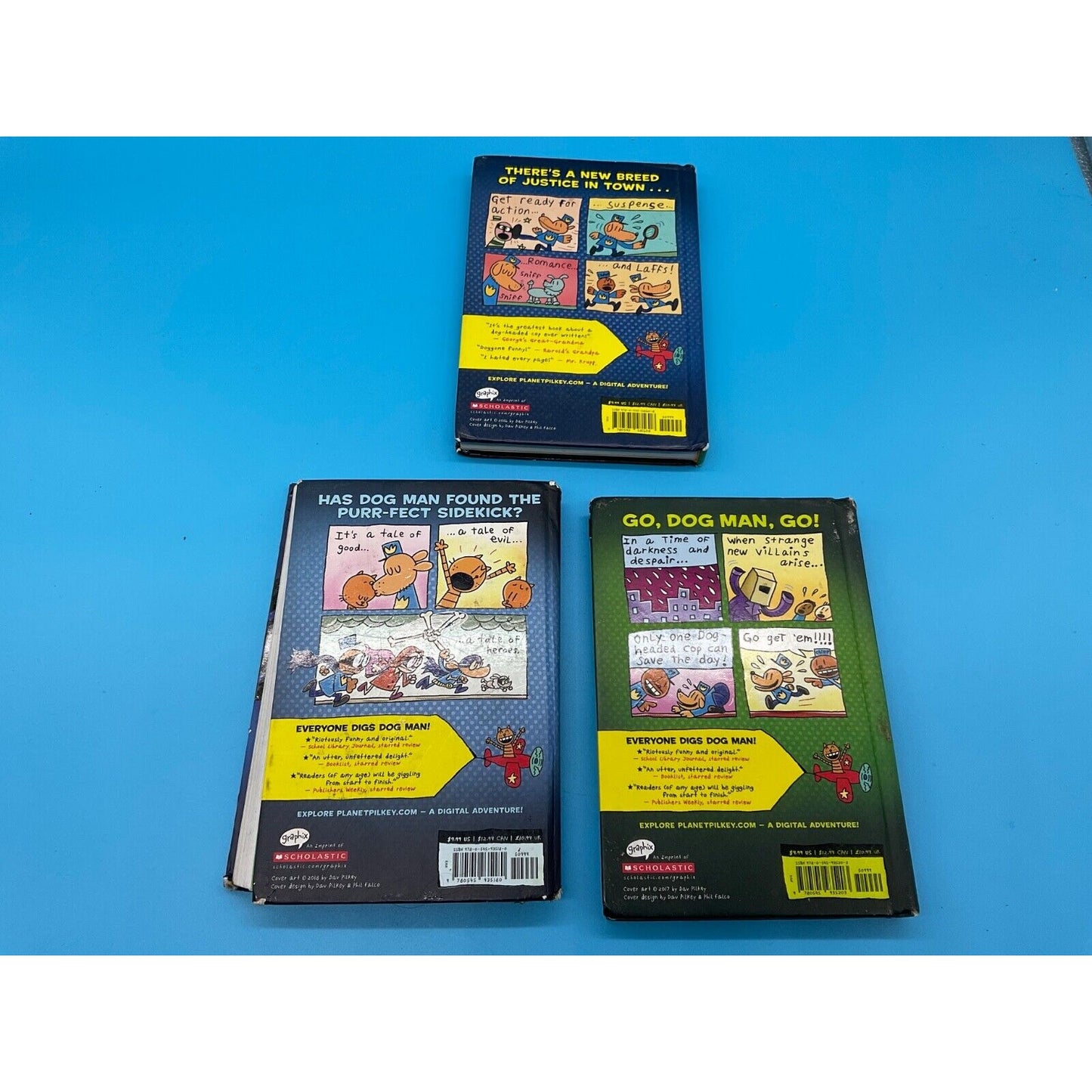 Dog Man Series Lot of 3 Books by Dav Pilkey Hardcover Dog Man Unleashed, Cat Kid