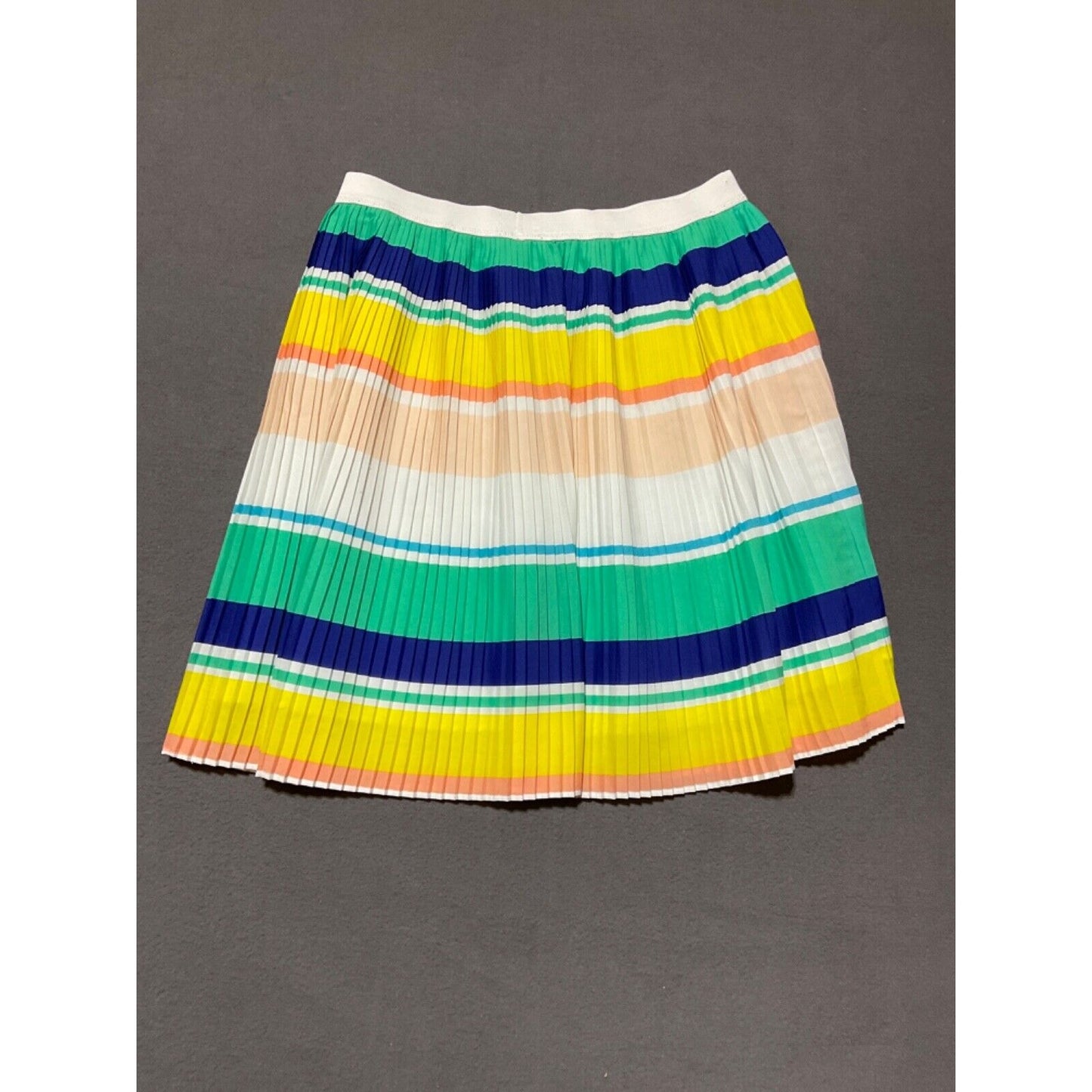 Merona XL Pleated Striped Skirt Multicolor Elastic Waist Knee Length Lined