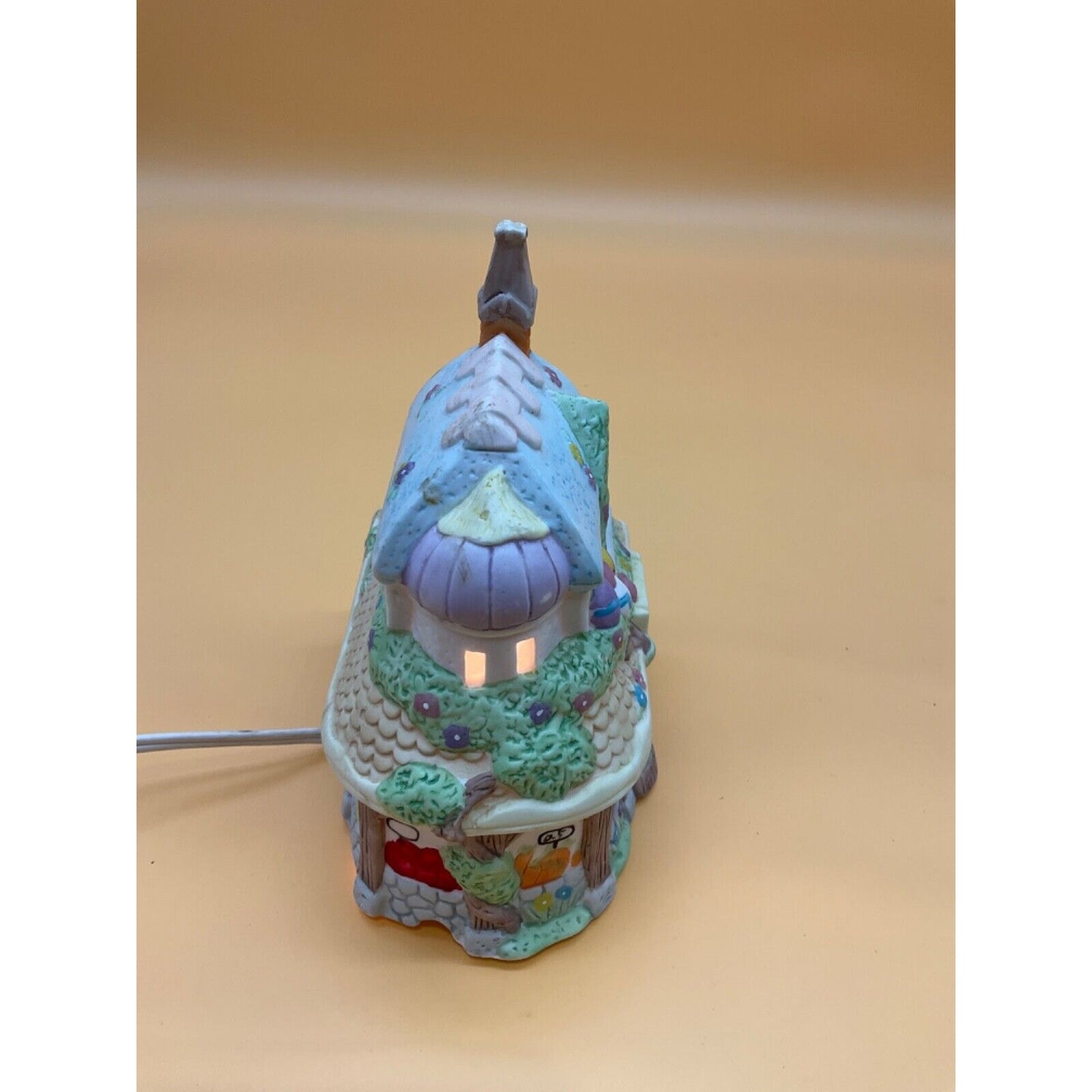 Hand Painted Ceramic Easter Bunny Grocery Village, 6" High, Lighted w/ 6 Ft Cord