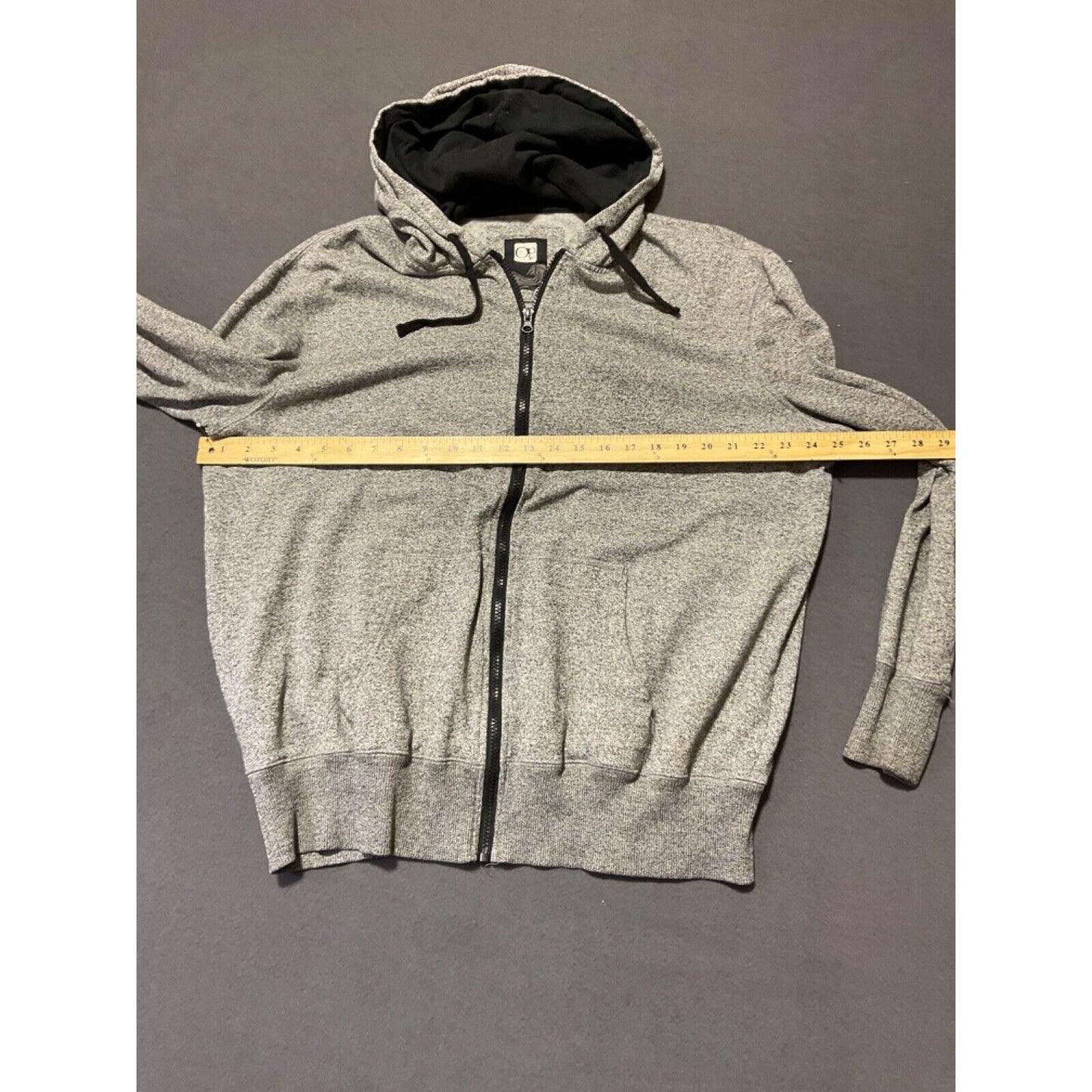 OP Men's Full Zip Hoodie Jacket - Estimated Size XL Speckled Grey and Black