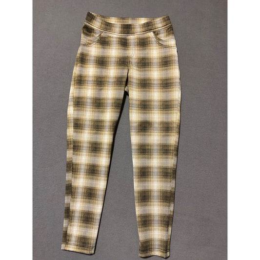 SOHO Apparel Brown Plaid Pull-On Pants Medium Spandex Blend Comfy Fit