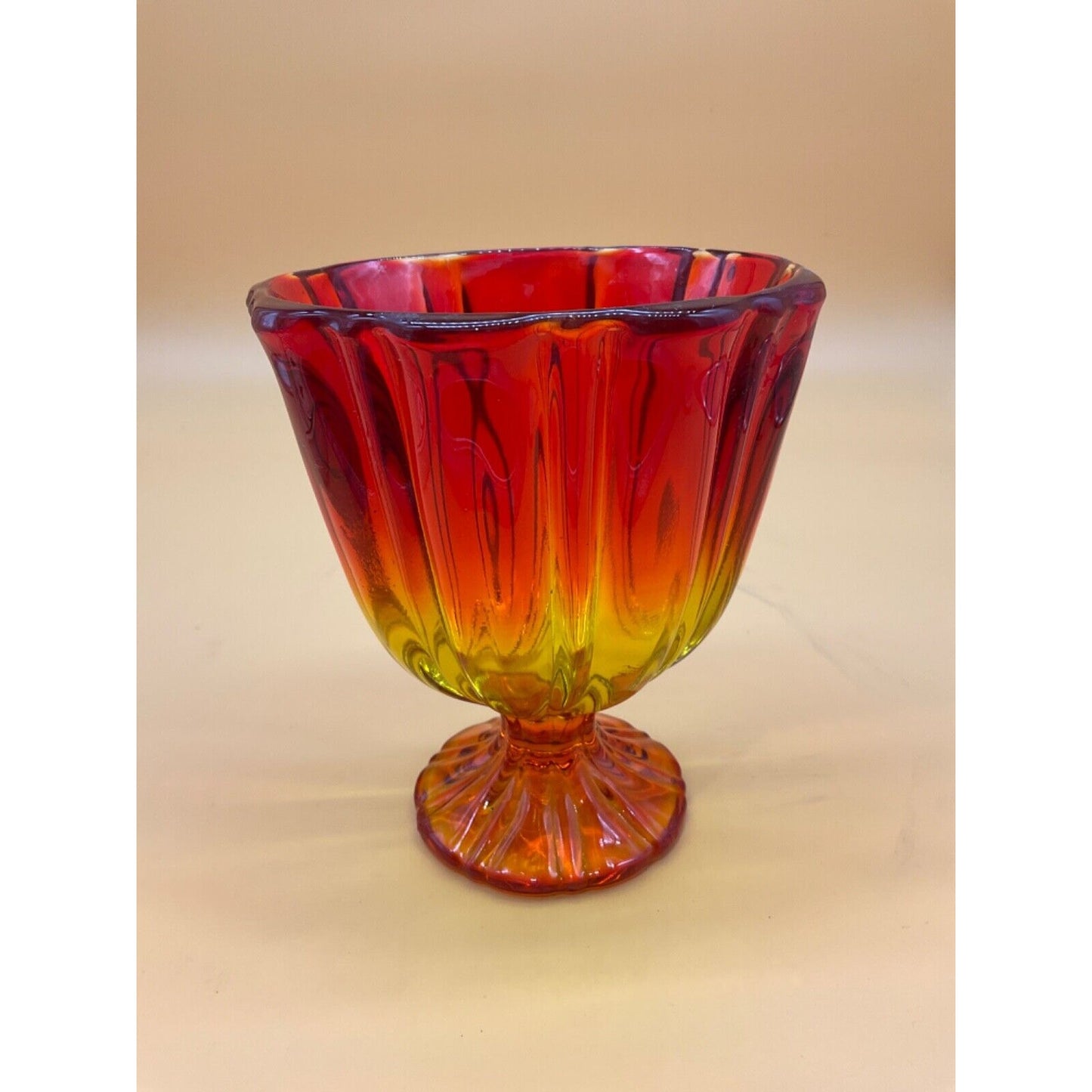 Vintage LE Smith Glass Bowl Hot Orange 60s Retro Heavy GLASS Dish