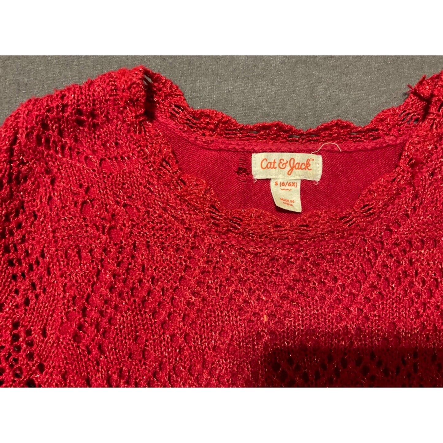 Girl's Size Small 6/6X Cat & Jack Red Lined Sweater Dress Sparkle Shimmer