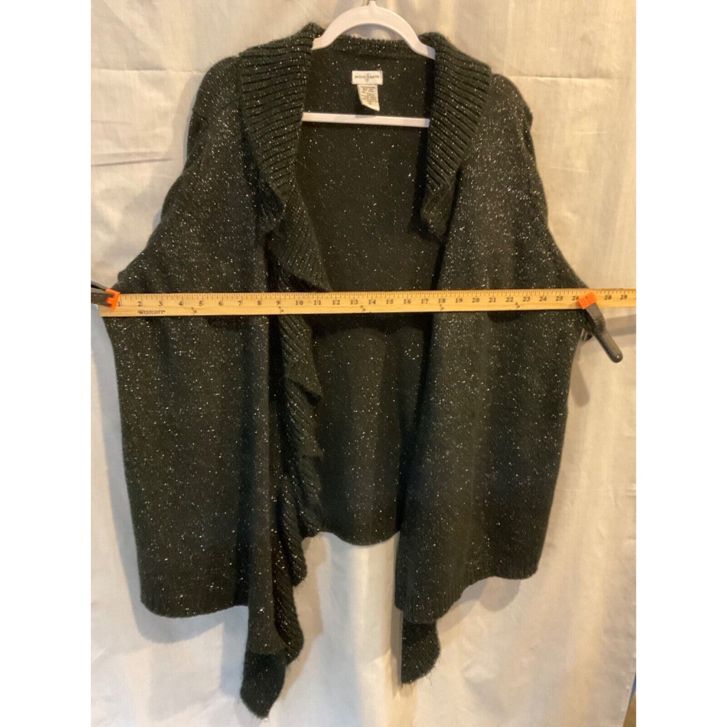 Jaclyn Smith 3XL Cardigan Black Silver Shimmer Acrylic Blend, Fall Winter Party