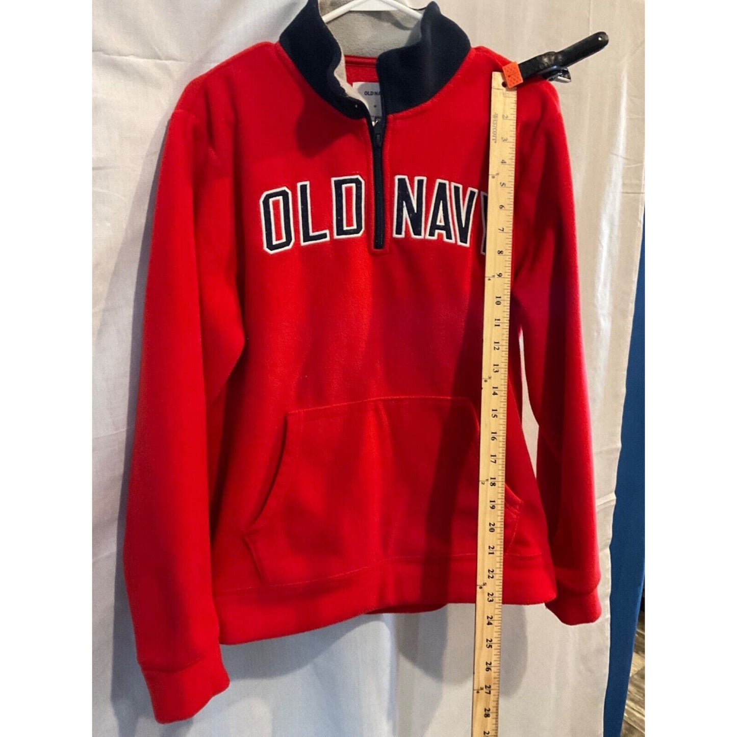 Old Navy Men's Red 1/4 Zip Sweatshirt Fleece Y2K Med, Kangaroo Pocket